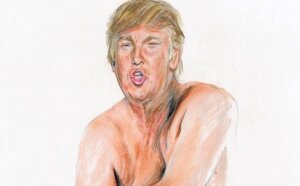 дональд трамп, голый, портрет, картина, художница-феменистка, лондон, галерея 