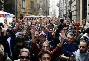 италия, рим, безработица, митинг, профсоюз