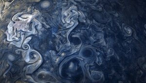 NASA, синие облака, Юпитер, картины, зонд Juno, Земля, газовые облака, огромные спирали, турбулентность, воронки, планета, ядро