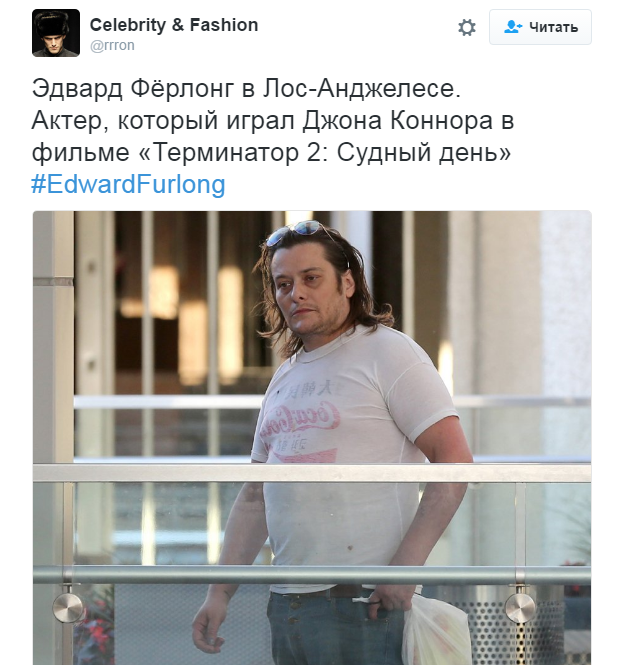 Звезда «Терминатора» Эдвард Ферлонг не может восстановиться после наркозависимости Звезда «Терминатора» Эдвард Ферлонг не может восстановиться после наркозависимости