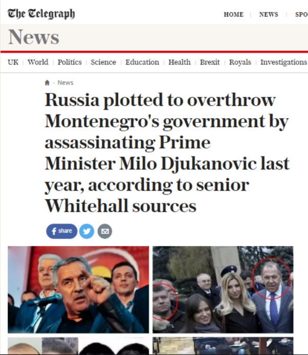 Британия снова обвиняет Россию в подготовке переворота в Черногории
