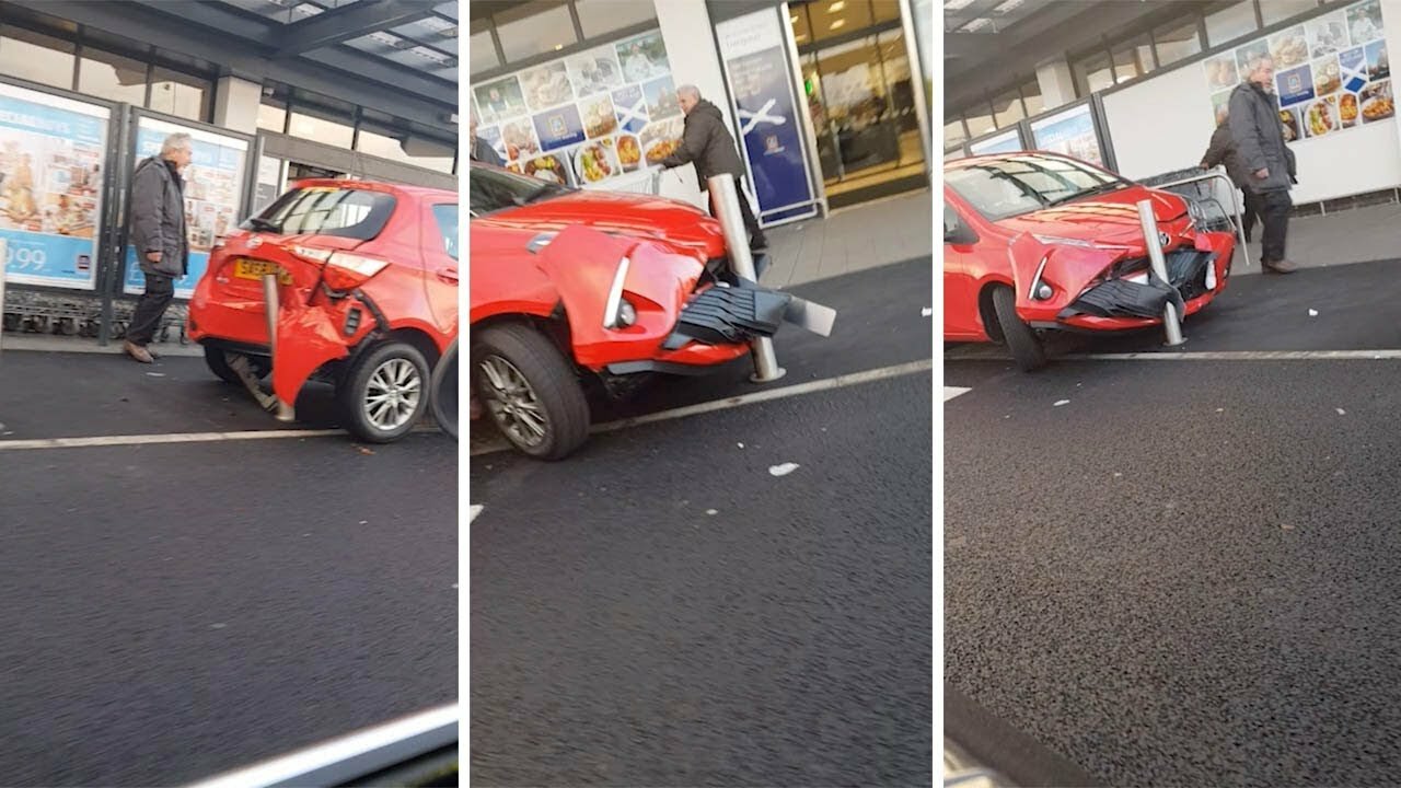 ДТП, противоречащее законам физики: в Шотландии во время телепортации автомобиль зажало между столбами 