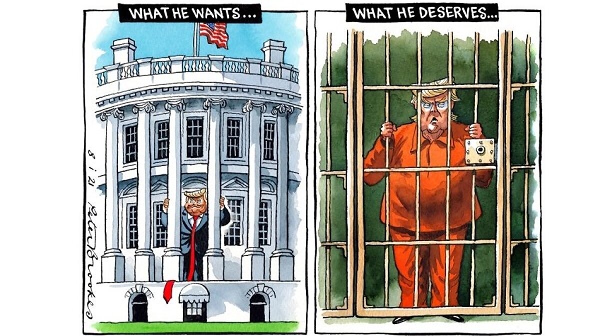 В The Times создали карикатуру на Трампа, показав его за решеткой в тюремной робе