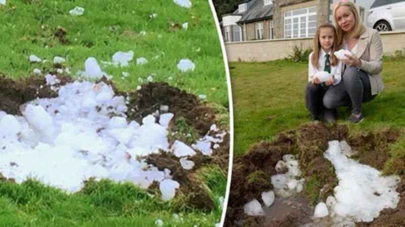 В Шотландии с неба рухнул огромный кусок льда, после падения которого образовалась воронка