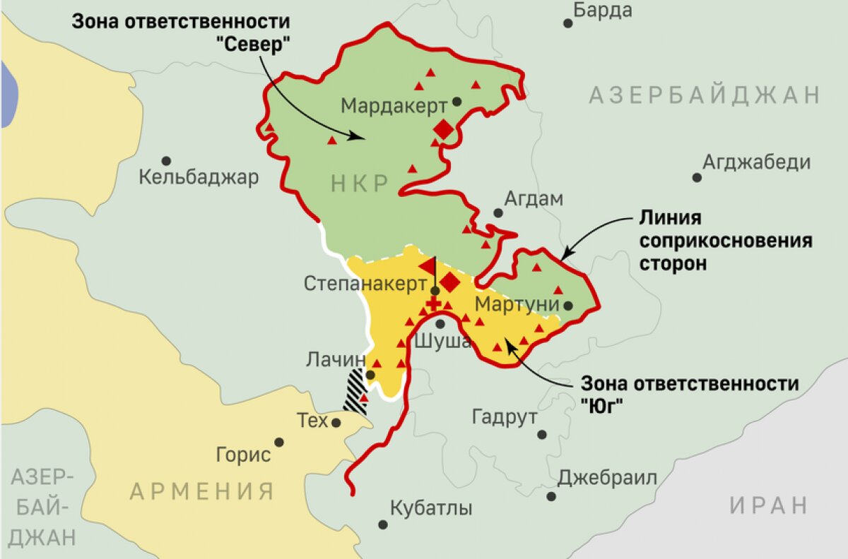 Новая карта размещения миротворцев в Карабахе: Минобороны показало силу российских войск