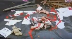 дублин, посольство россии, акция протеста, окровавленные игрушки, сирия, жертвы, алеппо, бомбардировки