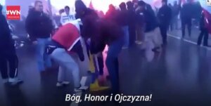 польша, варшава, марш националистов, день независимости, украинский флаг, видео, беспорядки