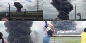 япония, токио, взрыв, аэропорт, фото, пожар, сталелитейный завод