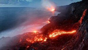 Вулкан, Гавайи, извержение, лава, магма, океан, облако, Килауэа, происшествие, США, токсичные вещества 