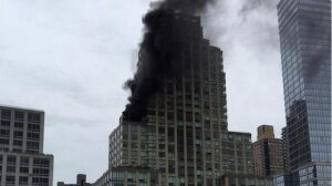 пожар, небоскреб, нью-йорк, Трамп-тауэр, видео
