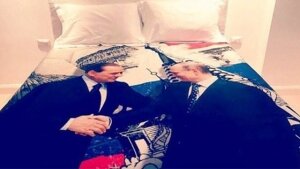 владимир путин, сильвио берлускони, подарок. пододеяльник, день рождения, россия, италия